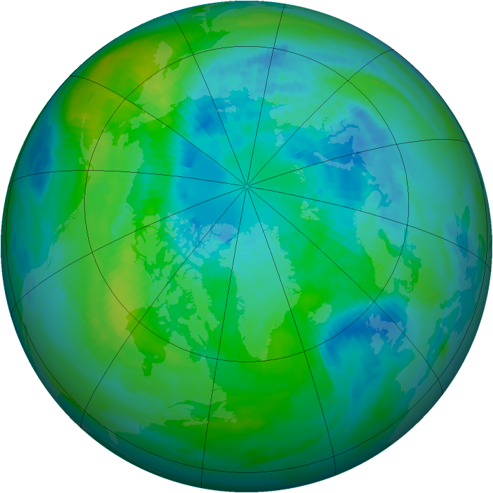Arctic ozone map for 02 October 1991